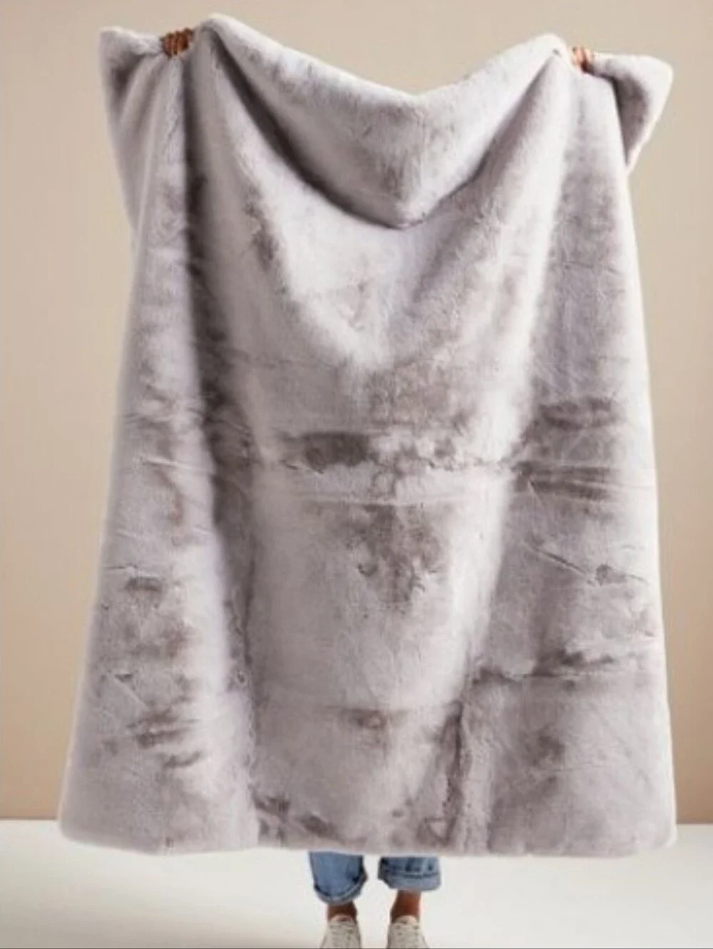 Anthropologie Hibernal/Sophie Faux Fur throw blanket - grey